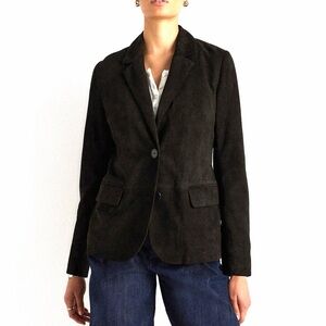 Quince 100% Suede Blazer in Charcoal Black size S